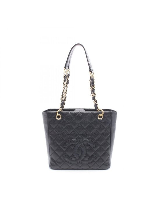 Chanel Handbags - Chanel Tote Quilted Petite Shopping PST Black Caviar Leather Chain